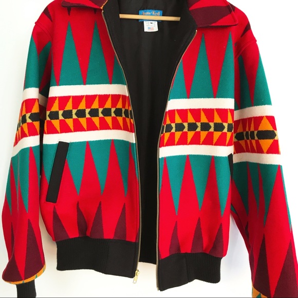 Justin Kraff Pendleton Wool Bomber Jacket Native M - Picture 5 of 14